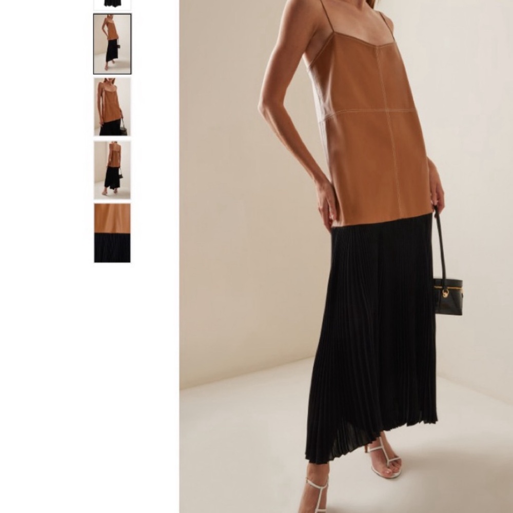 Alexis Leather Color Block Midi Dress XS